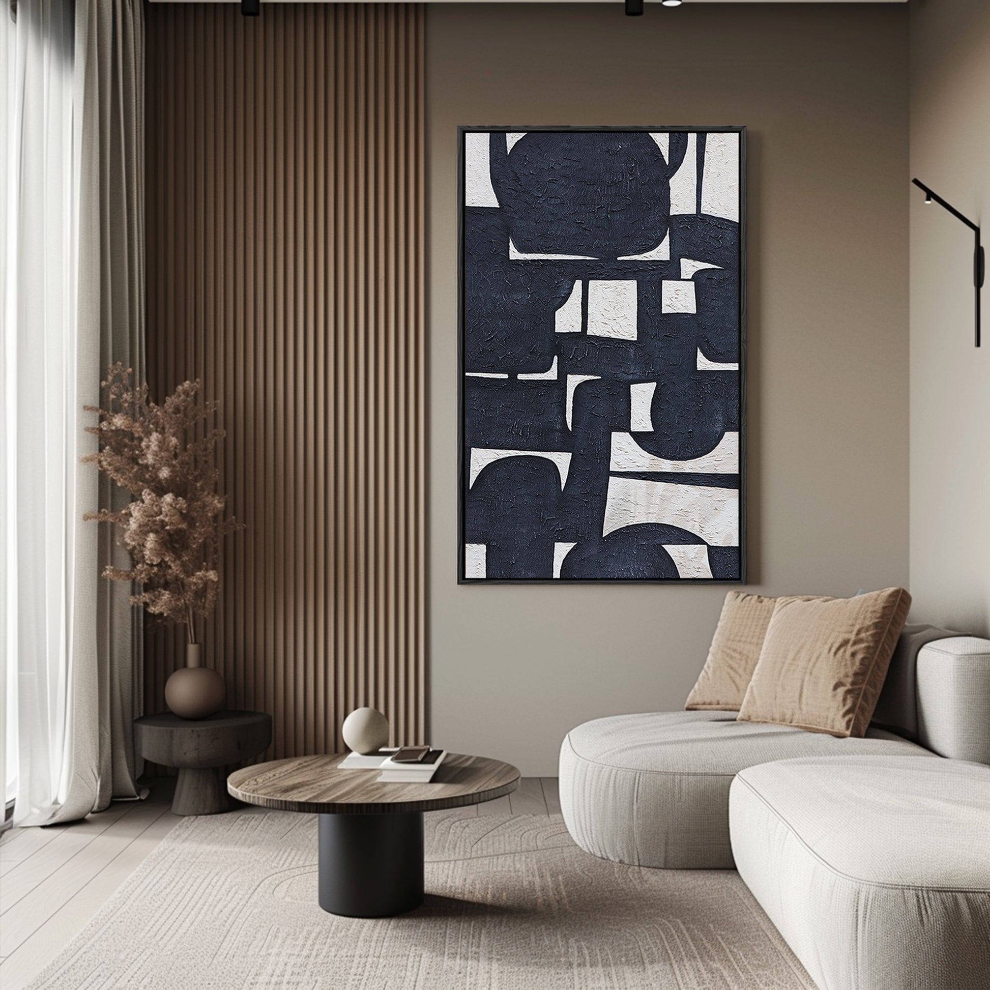 Black And White Abstract Art | Minimalist Abstract Art | Large Art Canvas | Wall Art For Living Room #DF012