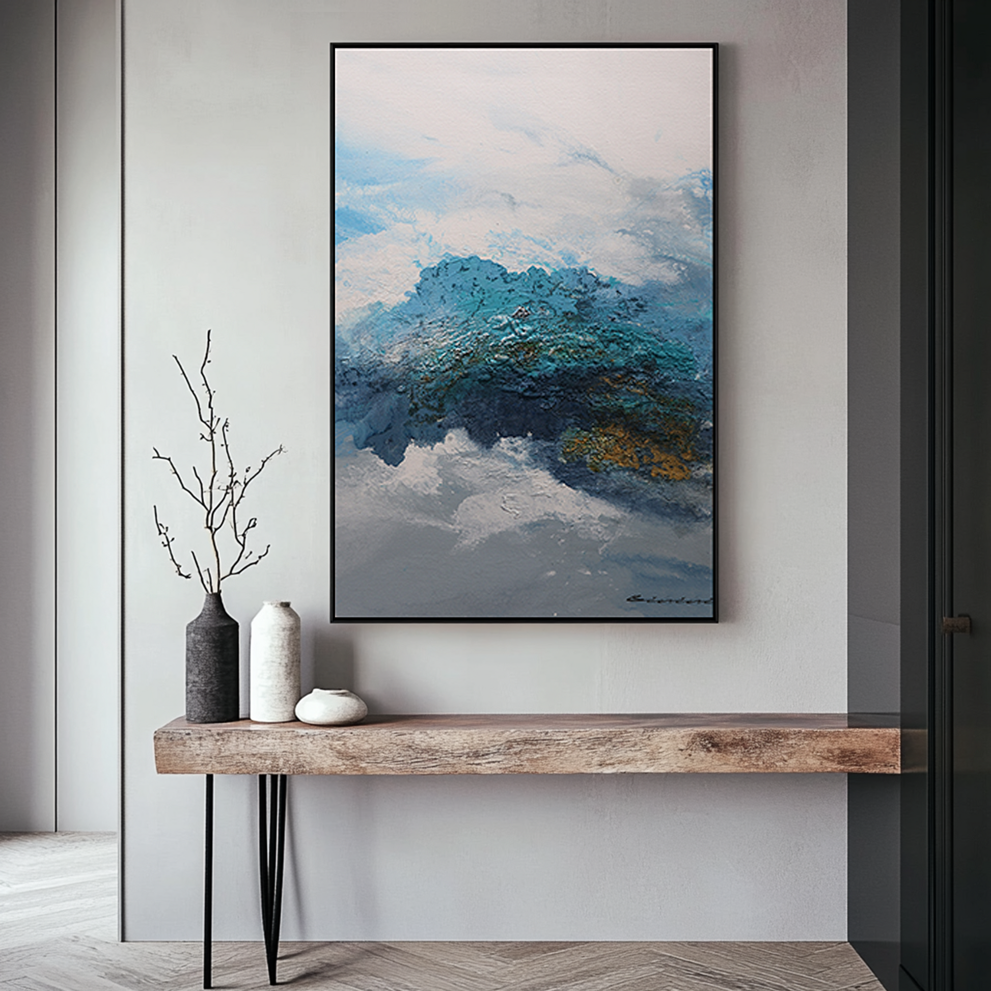 Abstract Landscape Art | Abstract Painting Mountains | Landscape Wall Art For Living Room #DF058