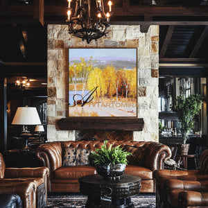 Landscape Wall Art Canvas | Autumn Painting | Tree Painting | Paintings For Living Room #DF023