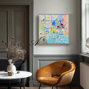 Colorful Wall Art | Flower Vase Painting | Floral Art Wall | Canvas Art Wall Decor #DF038