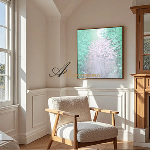 Paintings Of Trees | Green Wall Art | Landscape Canvas Painting | Contemporary Wall Decor #DF015