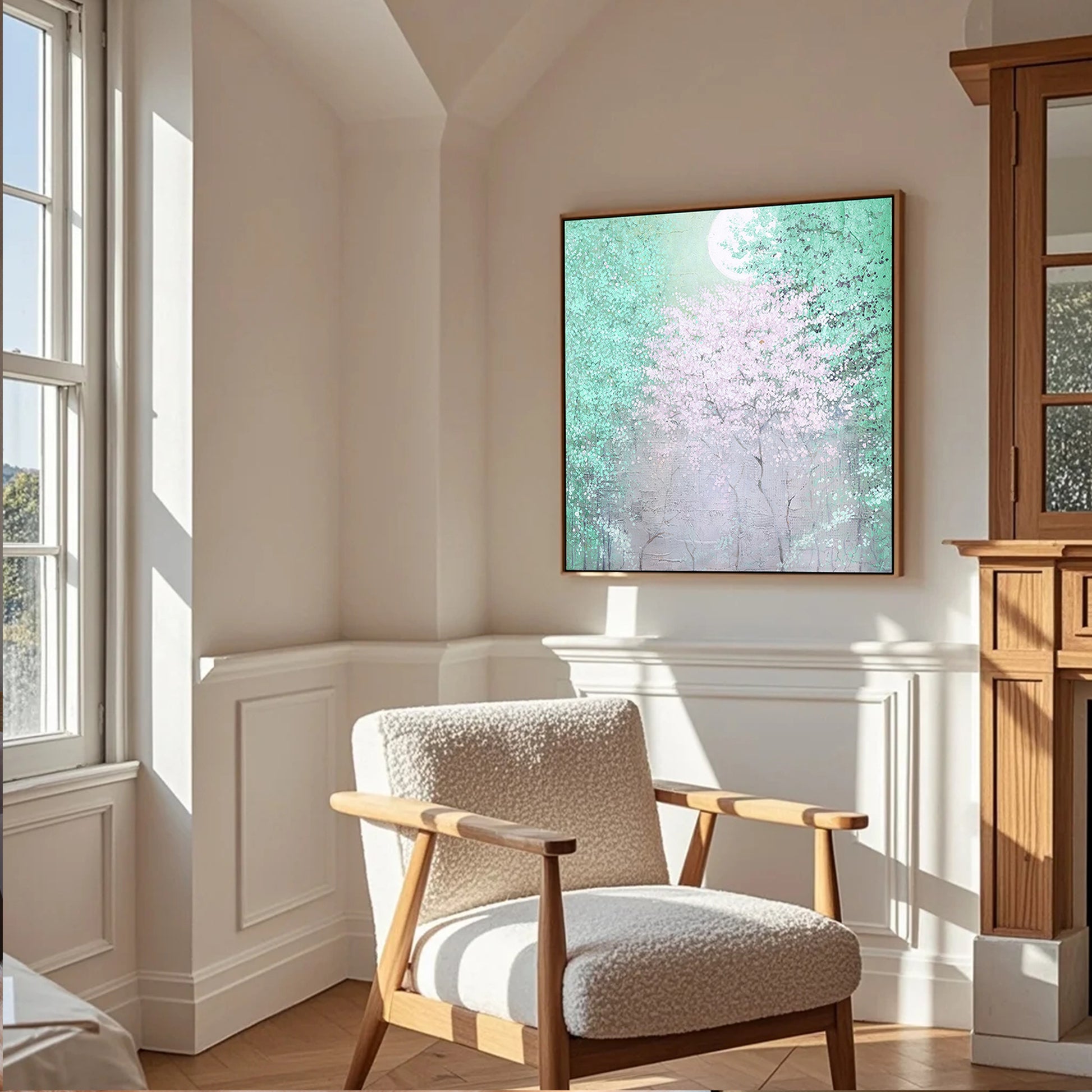 Paintings Of Trees | Green Wall Art | Landscape Canvas Painting | Contemporary Wall Decor #DF015