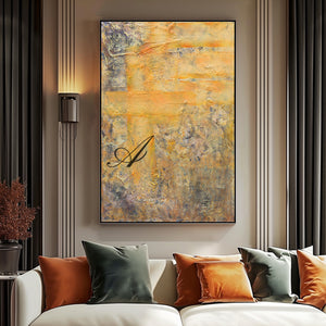 Textured Wall Art | Abstract Textured Canvas Art | Gold Acrylic Paint #DF034