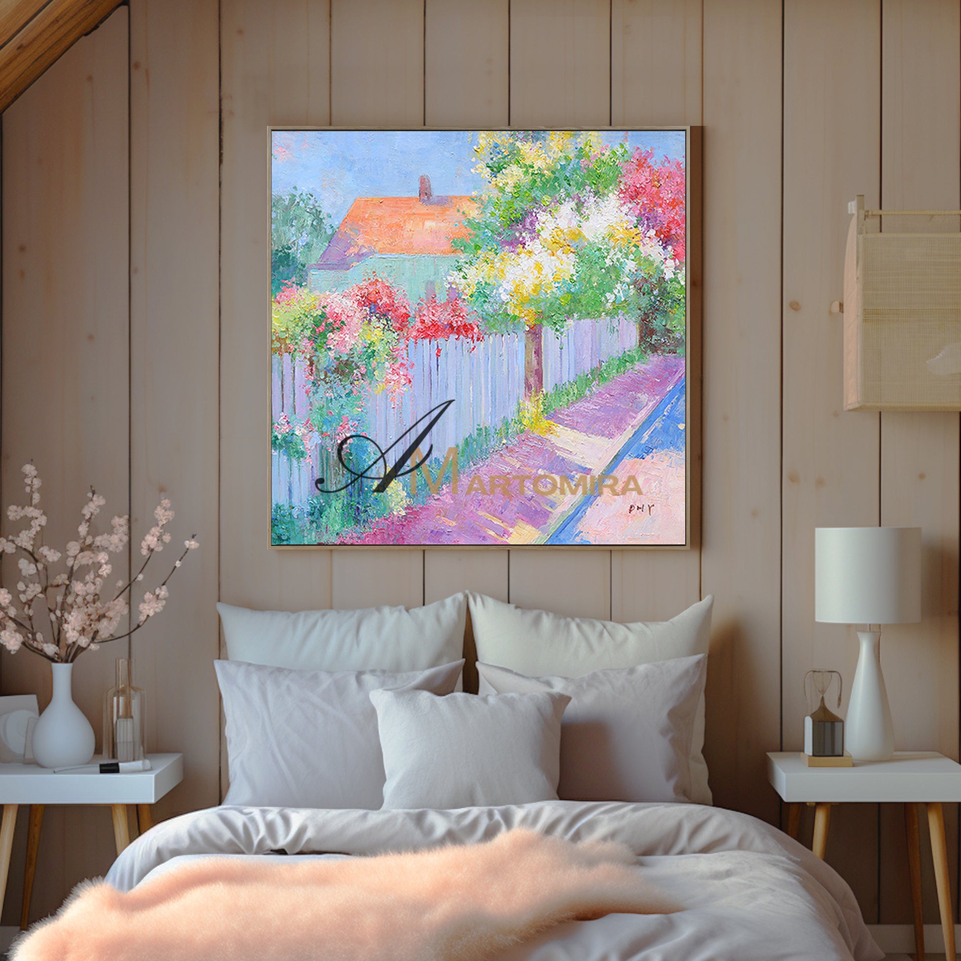 Landscape Wall Art | Garden Wall Art | Colorful Flower Wall Art | Large Painting For Living Room  #DF022