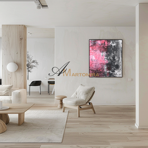 Pink And Black Wall Art | Modern Abstract Art | Minimalist Abstract Art | Abstract Painting For Living Room #DF049