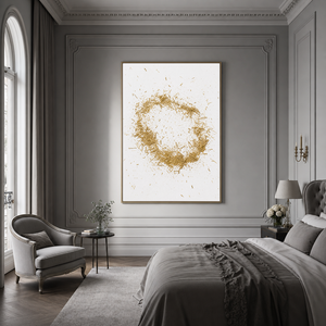 Abstract Gold and White Textured 3D Relief Vertical Wall Art for Living Room