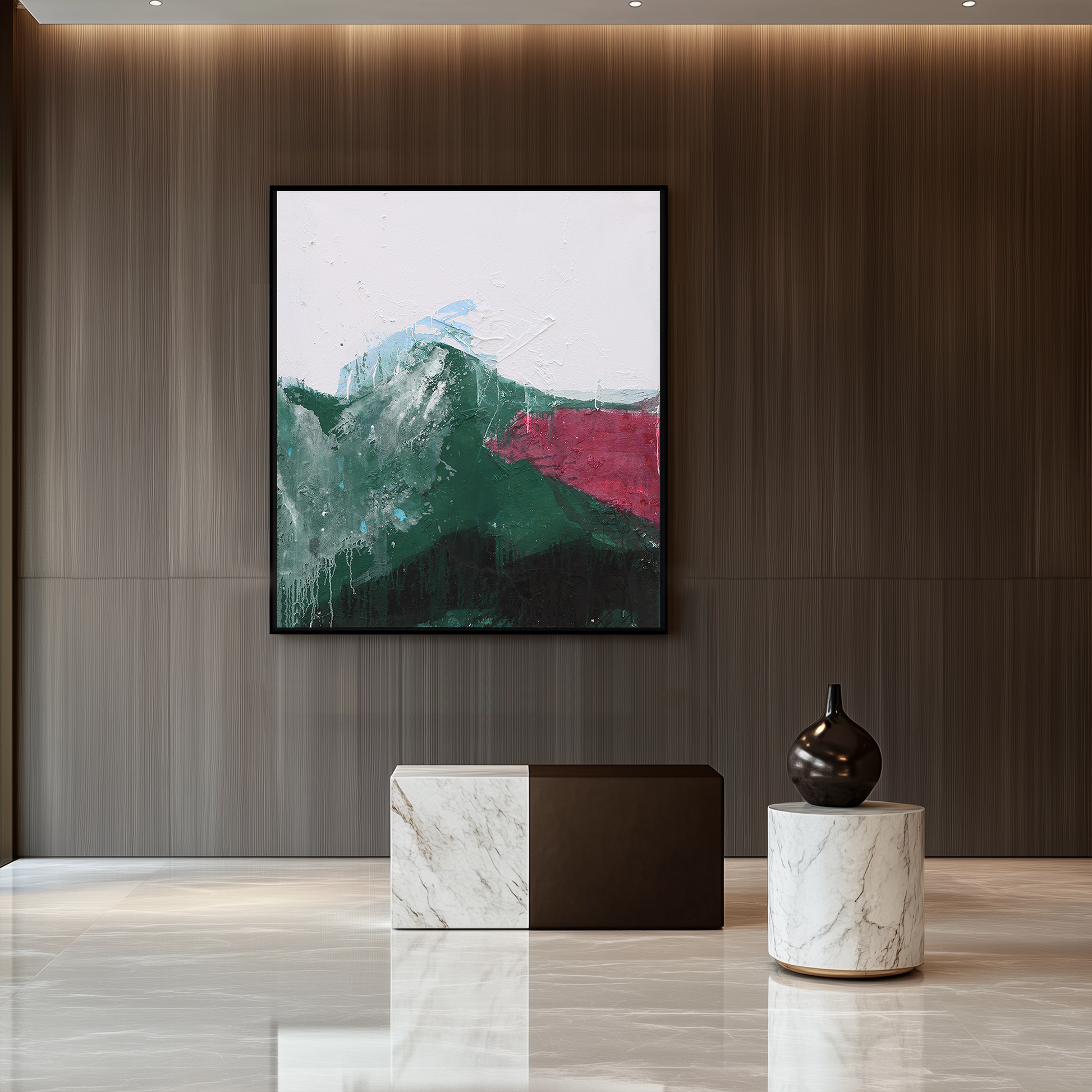 Abstract Landscape Art | Mountain Landscape Art | Green Abstract Art | Wall Art For Living Room   #DF050