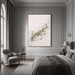 Abstract Textured Soft Pink Sage Green Mixed Media Style Vertical Wall Art for Living Room Bedroom