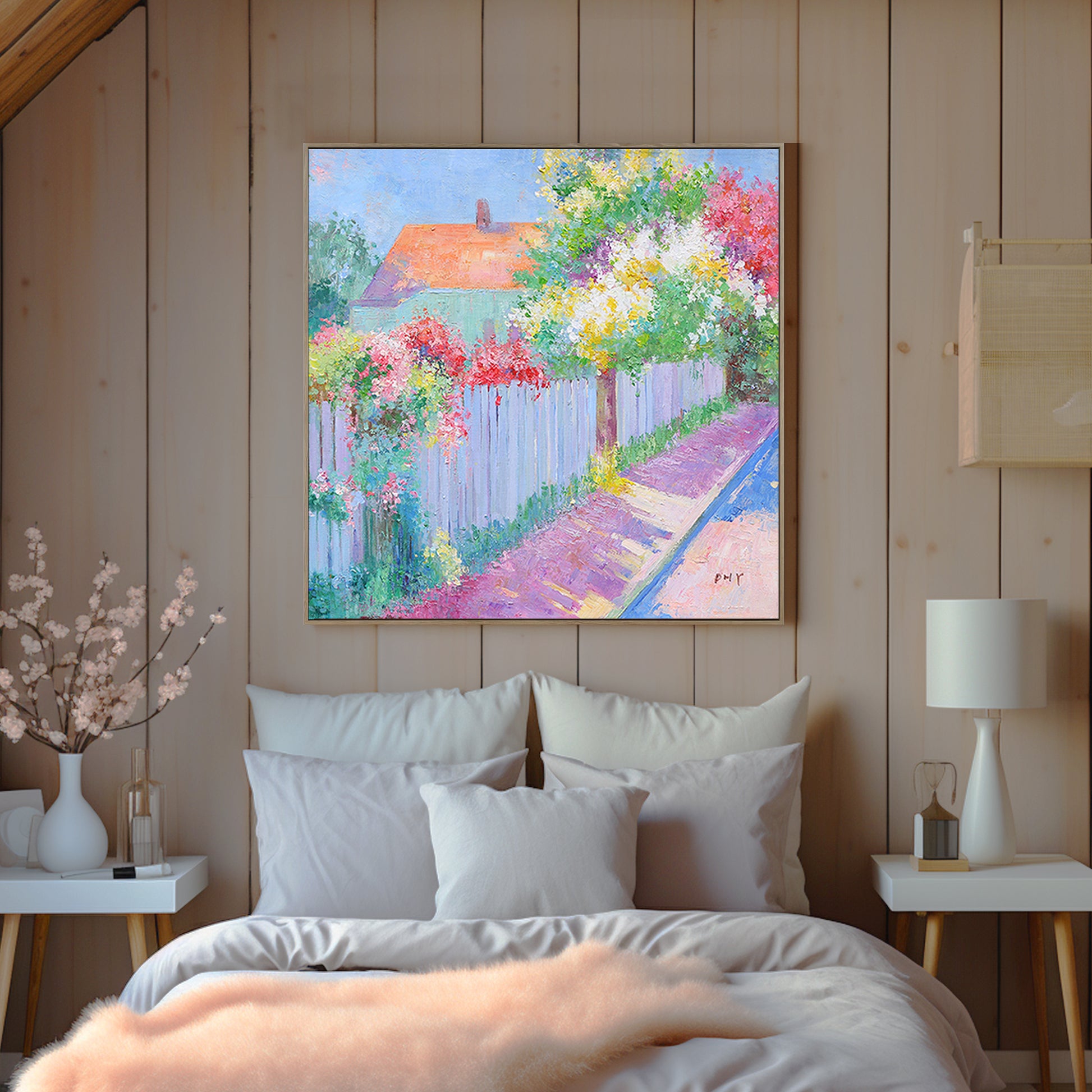 Landscape Wall Art | Garden Wall Art | Colorful Flower Wall Art | Large Painting For Living Room  #DF022
