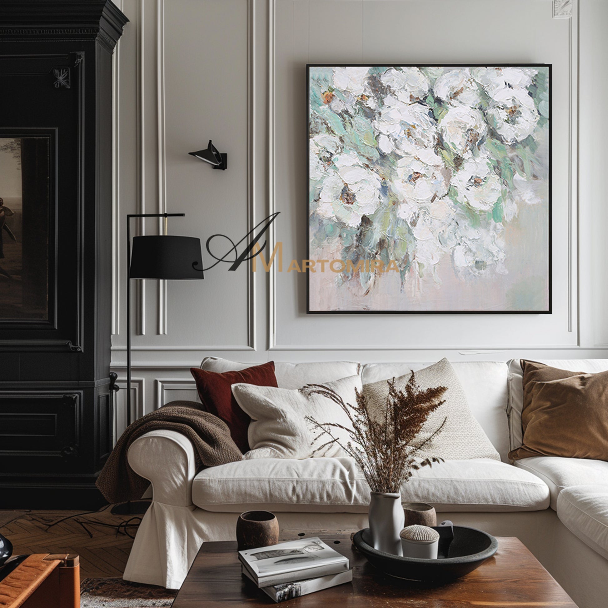 Square Wall Art | Flower Paintings On Canvas | Flower Wall Art | Decorative Wall Art #DF039