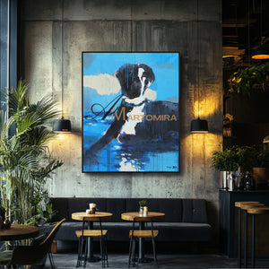 Animal Wall Art | Blue And Black Wall Art | Dog On Painting | Modern Abstract Art #DF040