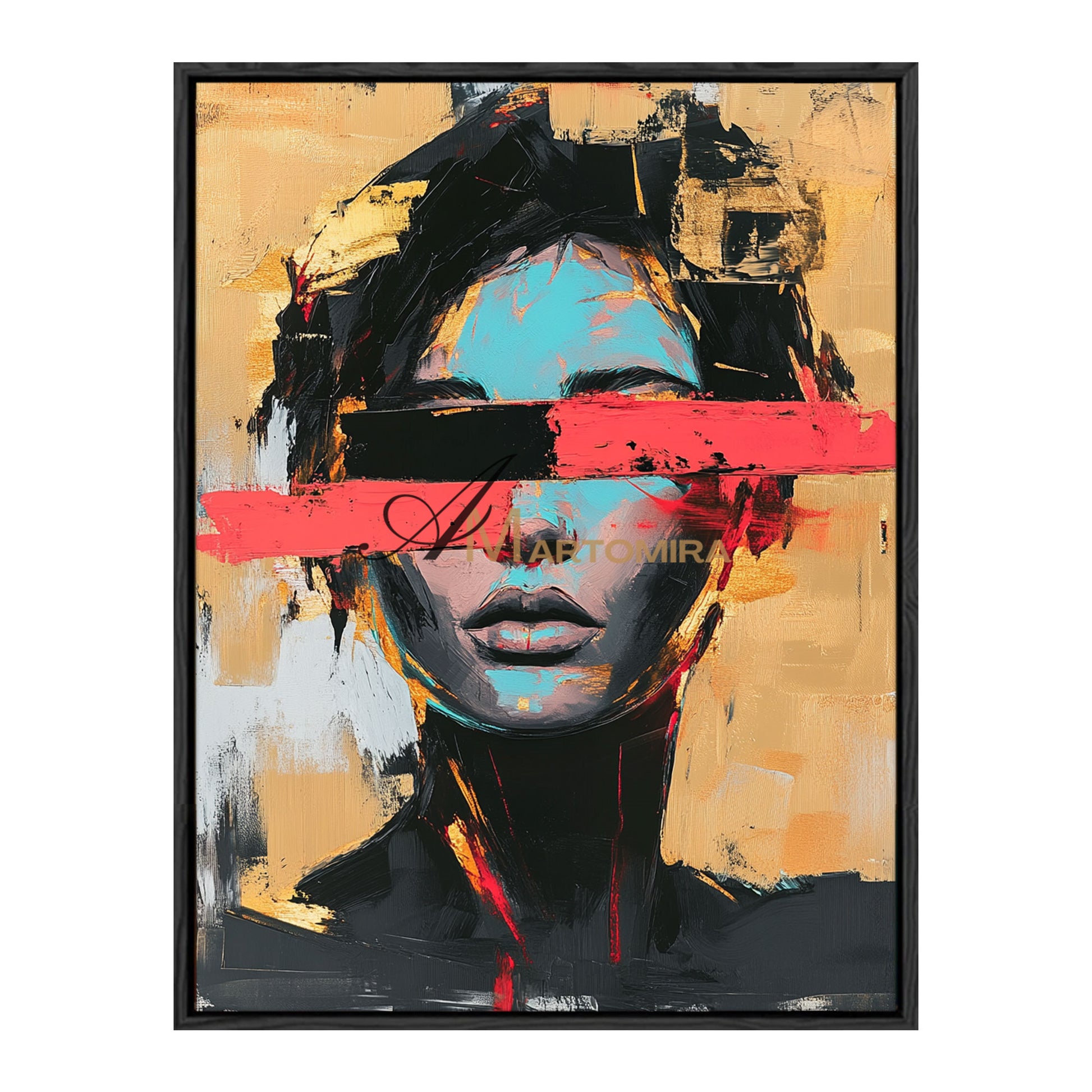 Abstract Portraits | Yellow And Black Wall Art | Large Canvas Wall Art | Woman Painting #AP007