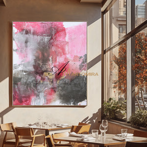 Square Wall Art | Pink And Grey Abstract Art | Minimalist Abstract Art | Wall Art Decor #DF018