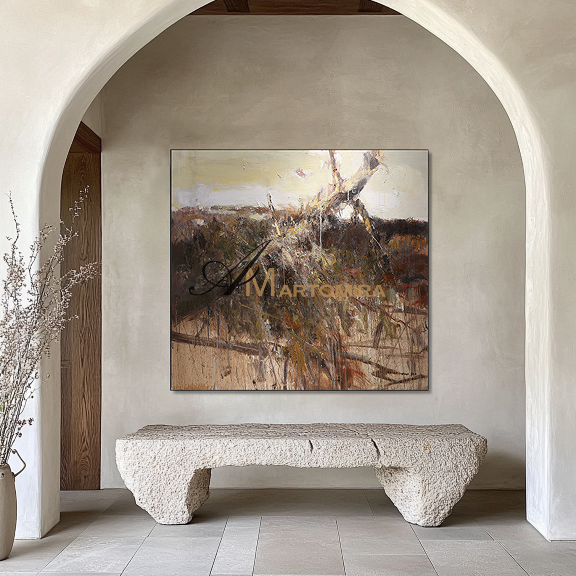 Wabi Sabi Art | Brown Wall Art | Abstract Modern Art Canvas | Textured Wall Art For Living Room #DF051