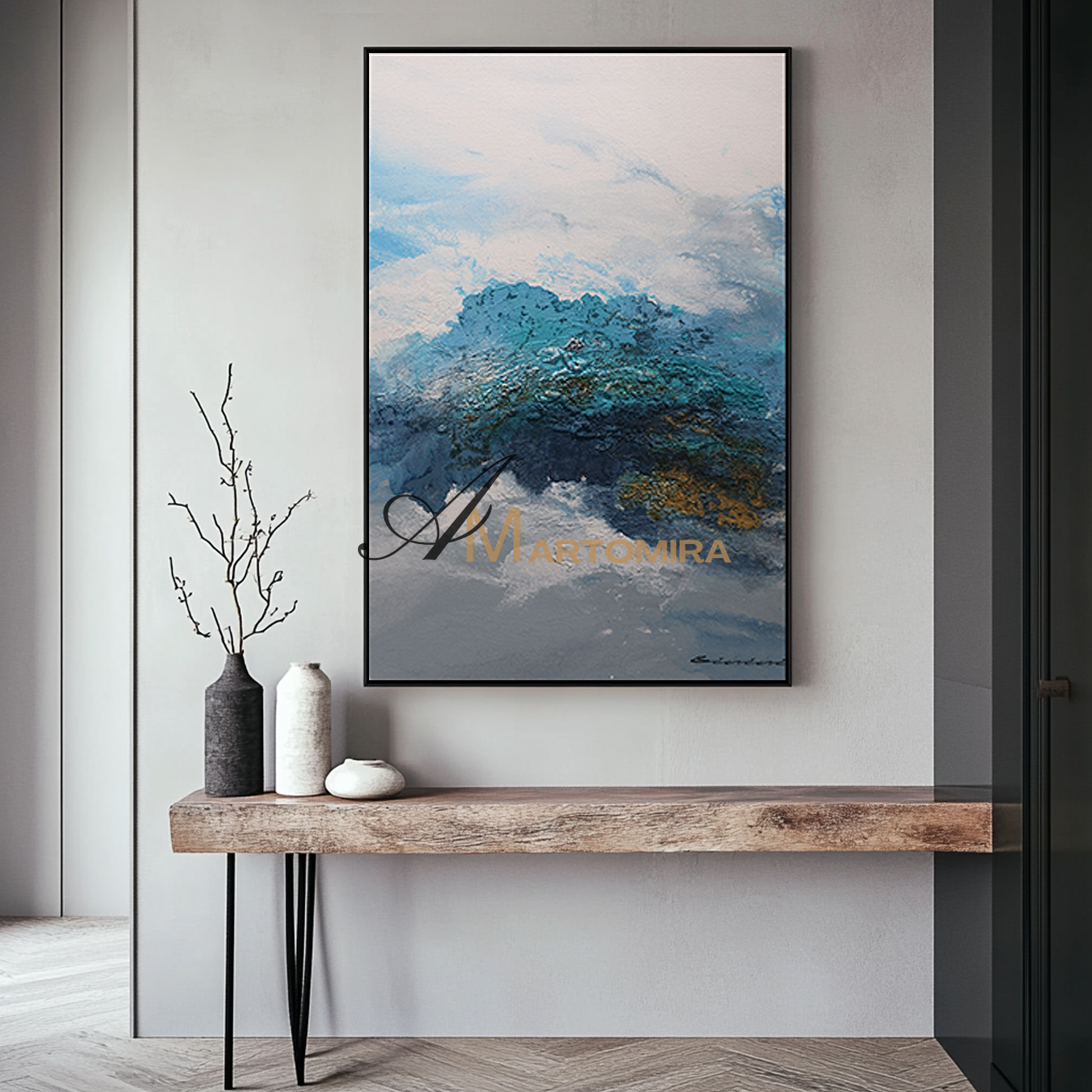 Abstract Landscape Art | Abstract Painting Mountains | Landscape Wall Art For Living Room #DF058