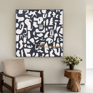 Black And White Abstract Art | Minimalist Paint | Abstract Geometric Art | Large Painting For Living Room #DF063