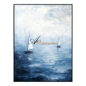 Ocean Wall Art | Blue Ocean Paintings | Blue White Abstract Painting | Abstract Wall Art #POS059