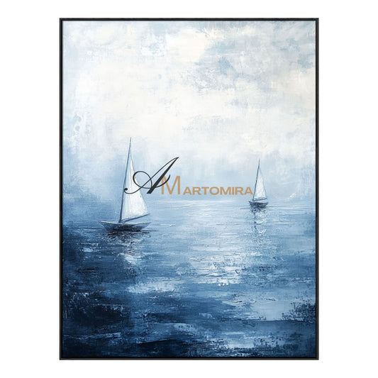 Ocean Wall Art | Blue Ocean Paintings | Blue White Abstract Painting | Abstract Wall Art #POS059