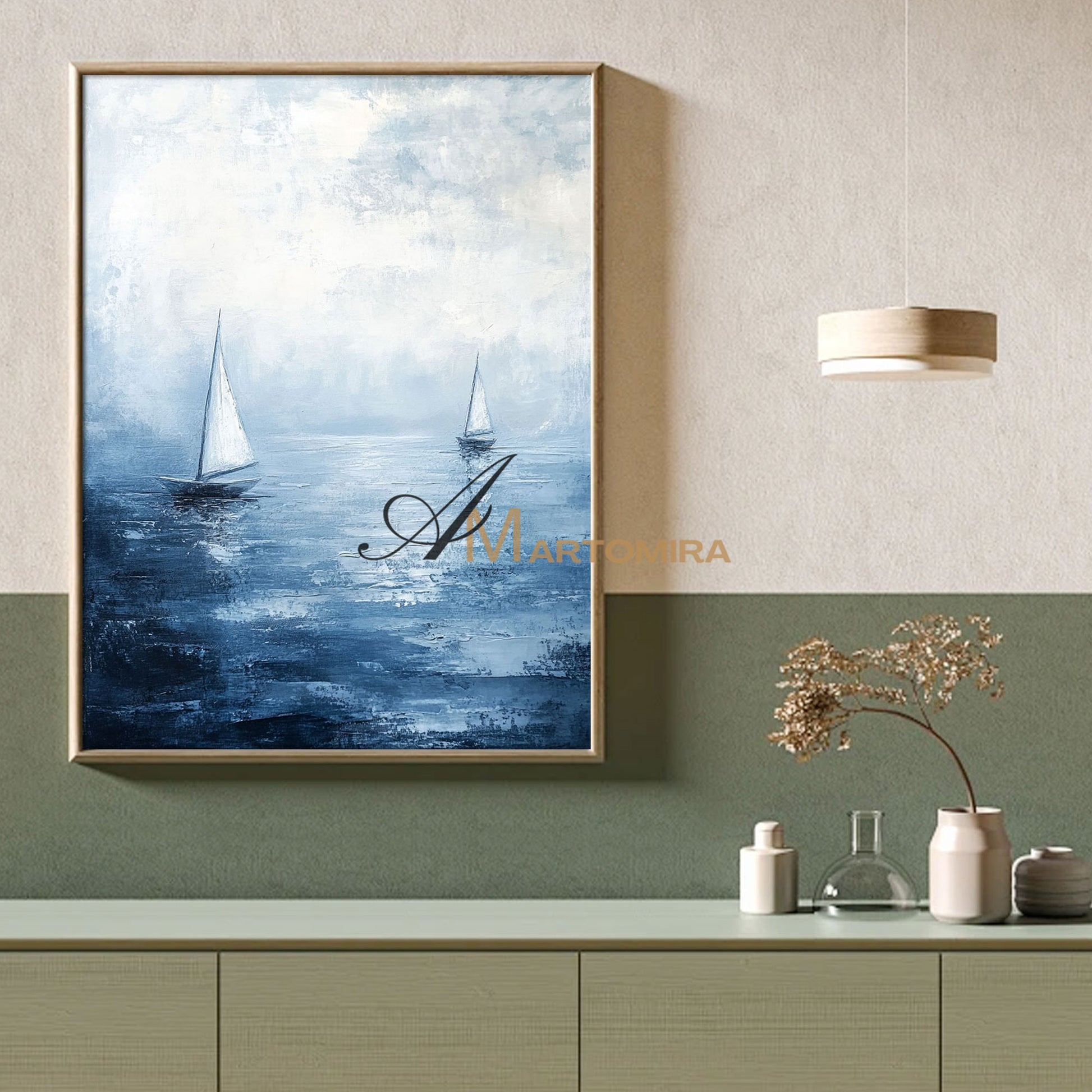 Ocean Wall Art | Blue Ocean Paintings | Blue White Abstract Painting | Abstract Wall Art #POS059