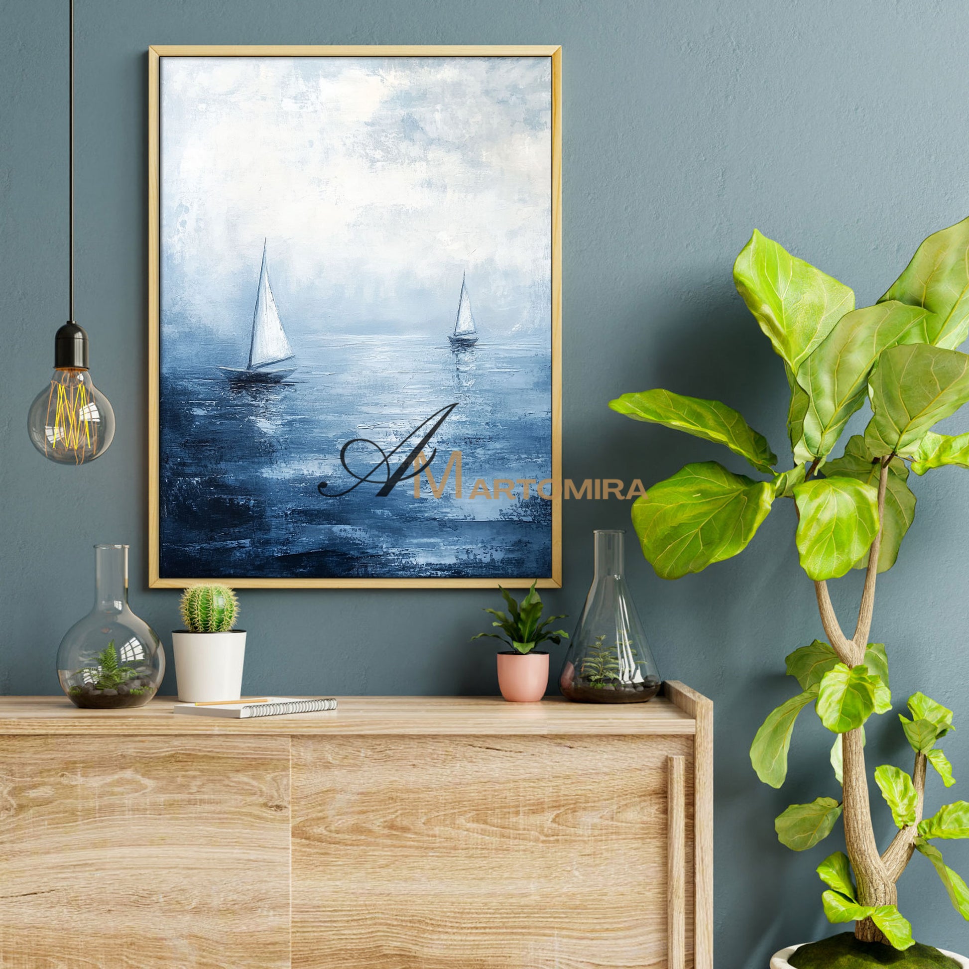 Ocean Wall Art | Blue Ocean Paintings | Blue White Abstract Painting | Abstract Wall Art #POS059