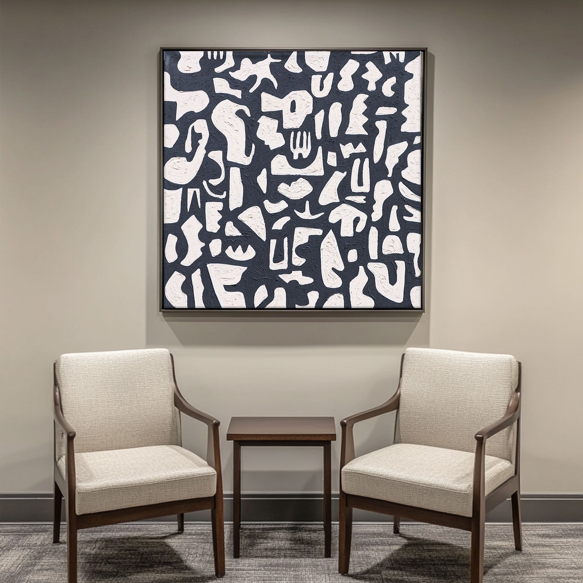 Black And White Abstract Art | Minimalist Paint | Abstract Geometric Art | Large Painting For Living Room #DF063