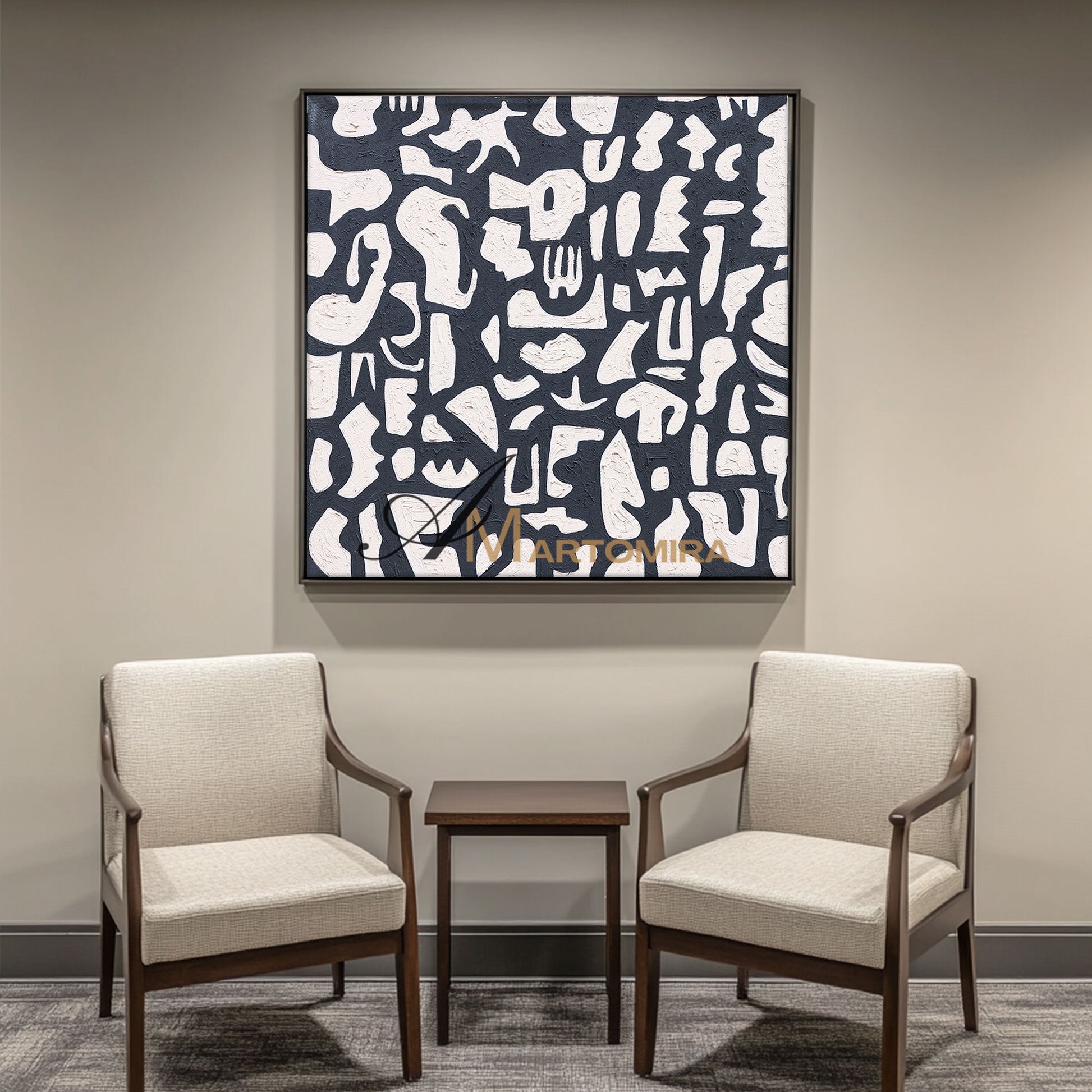 Black And White Abstract Art | Minimalist Paint | Abstract Geometric Art | Large Painting For Living Room #DF063