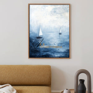Ocean Wall Art | Blue Ocean Paintings | Blue White Abstract Painting | Abstract Wall Art #POS059