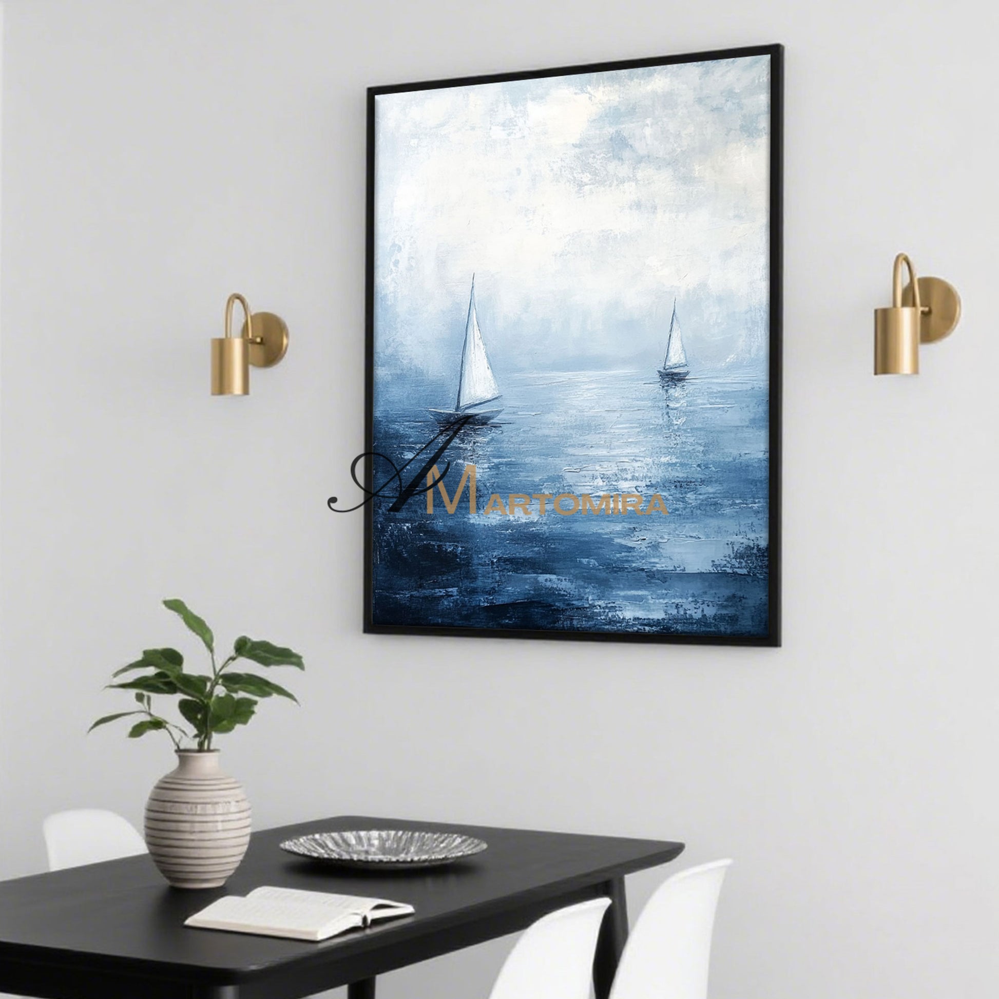 Ocean Wall Art | Blue Ocean Paintings | Blue White Abstract Painting | Abstract Wall Art #POS059
