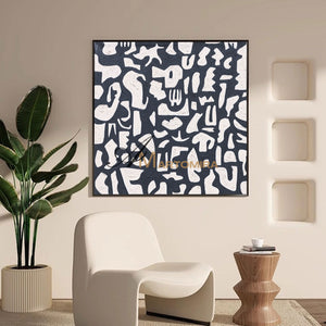 Black And White Abstract Art | Minimalist Paint | Abstract Geometric Art | Large Painting For Living Room #DF063