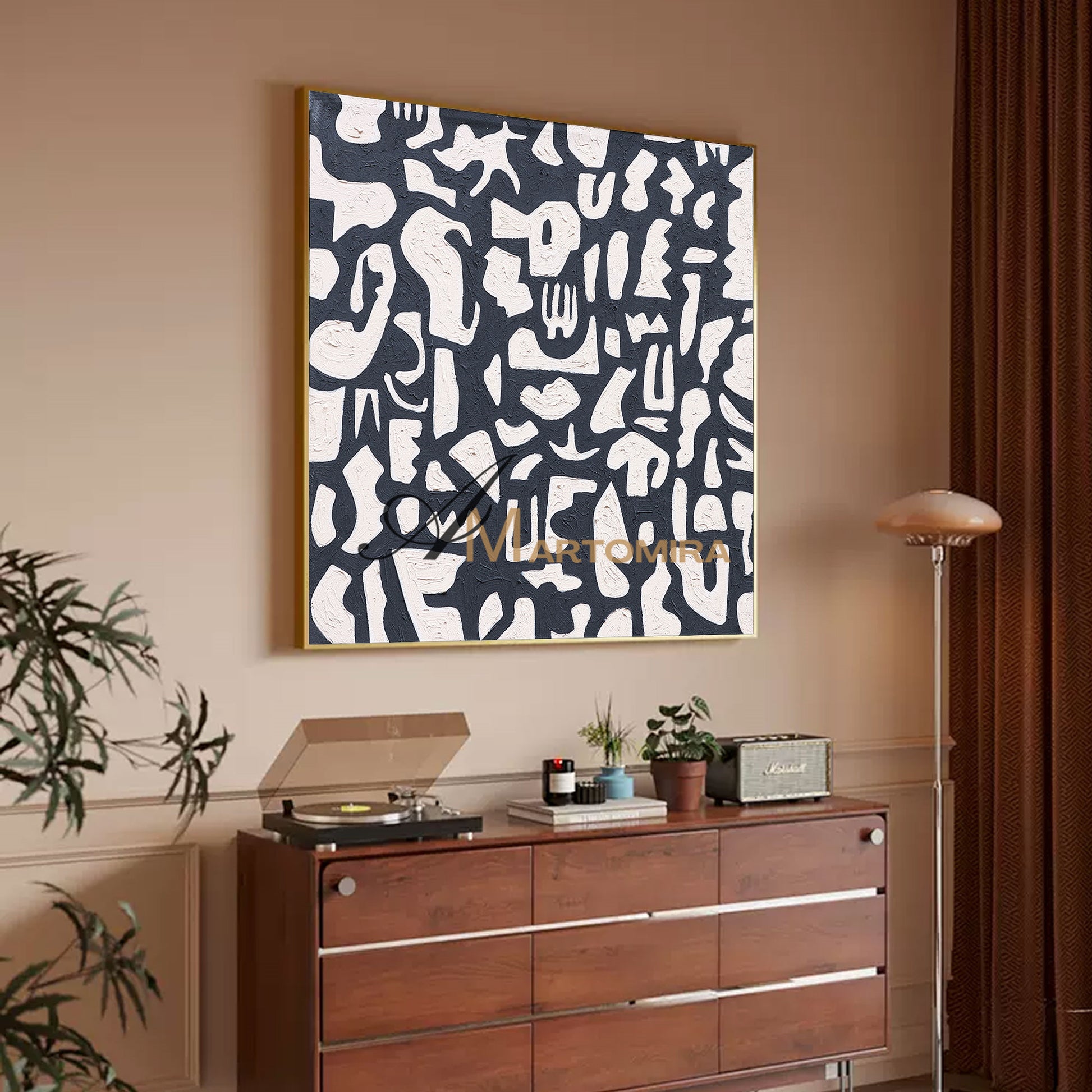 Black And White Abstract Art | Minimalist Paint | Abstract Geometric Art | Large Painting For Living Room #DF063