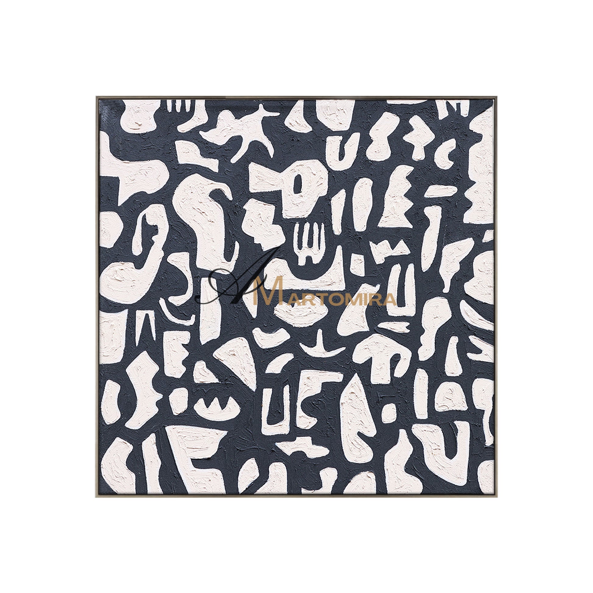 Black And White Abstract Art | Minimalist Paint | Abstract Geometric Art | Large Painting For Living Room #DF063