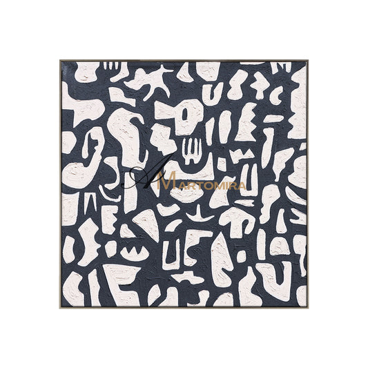 Black And White Abstract Art | Minimalist Paint | Abstract Geometric Art | Large Painting For Living Room #DF063