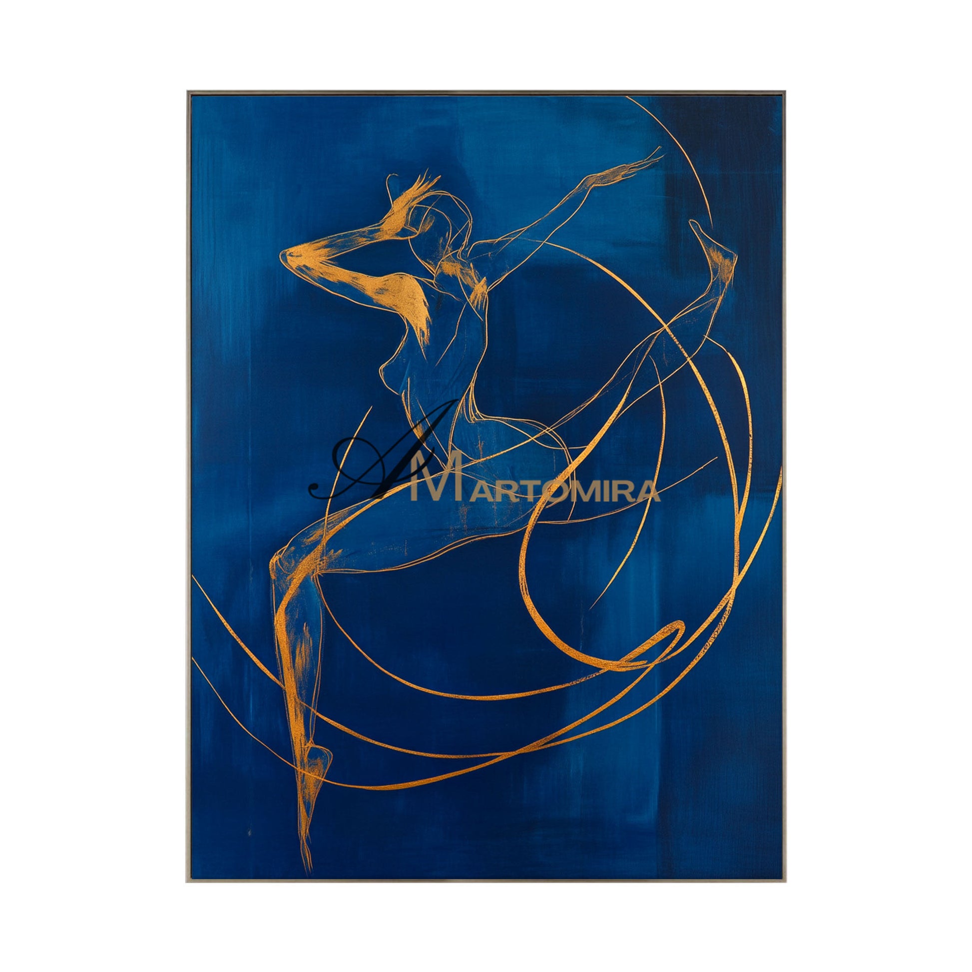 Blue Wall Art | Abstract Painting | Female Body Abstract Art | Canvas Art Wall Decor #AP039