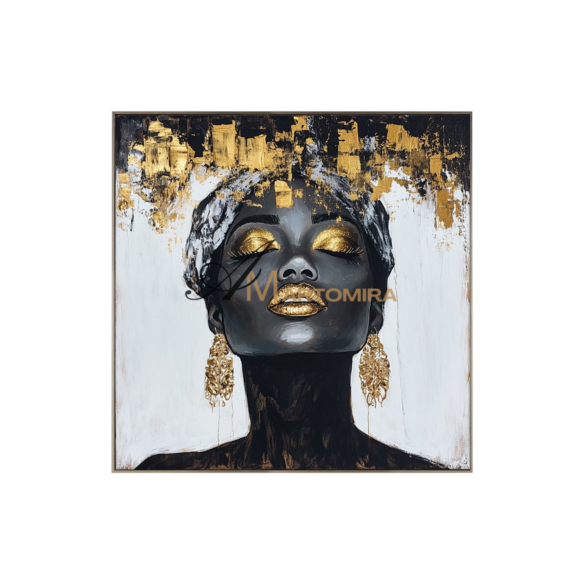 Portrait Painting | Women Painting | Black Women Wall Art | Large Canvas Wall Art #AP044