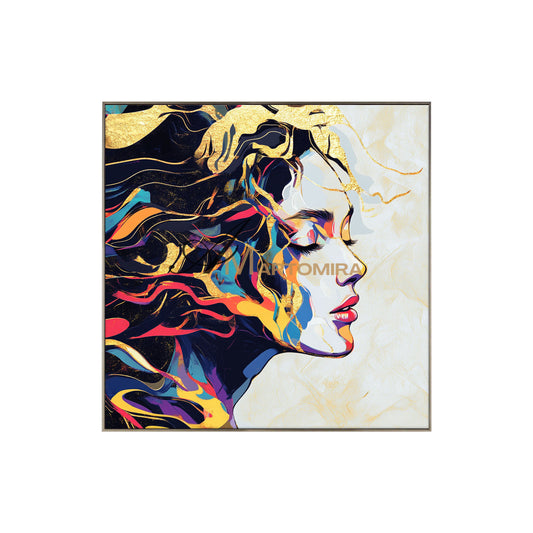 Portrait Painting | Colorful Abstract Art | Gold Wall Art | Painting Art Woman | Beautiful Woman Painting #AP046