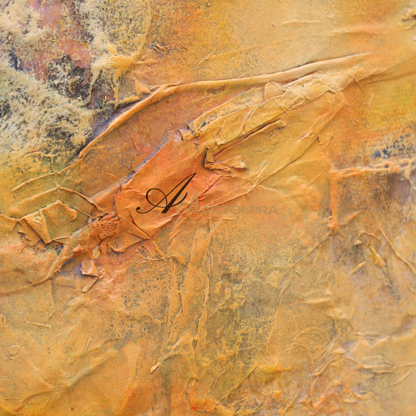 Textured Wall Art | Abstract Textured Canvas Art | Gold Acrylic Paint #DF034