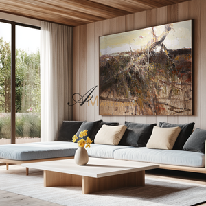 Wabi Sabi Art | Brown Wall Art | Abstract Modern Art Canvas | Textured Wall Art For Living Room #DF051