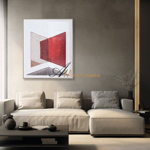 Red And White Wall Art | Abstract Geometric Art | Minimalist Abstract Art #DF017