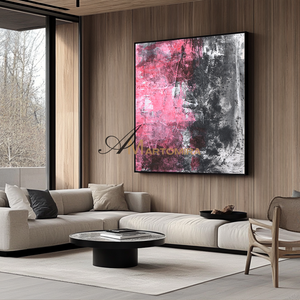 Pink And Black Wall Art | Modern Abstract Art | Minimalist Abstract Art | Abstract Painting For Living Room #DF049