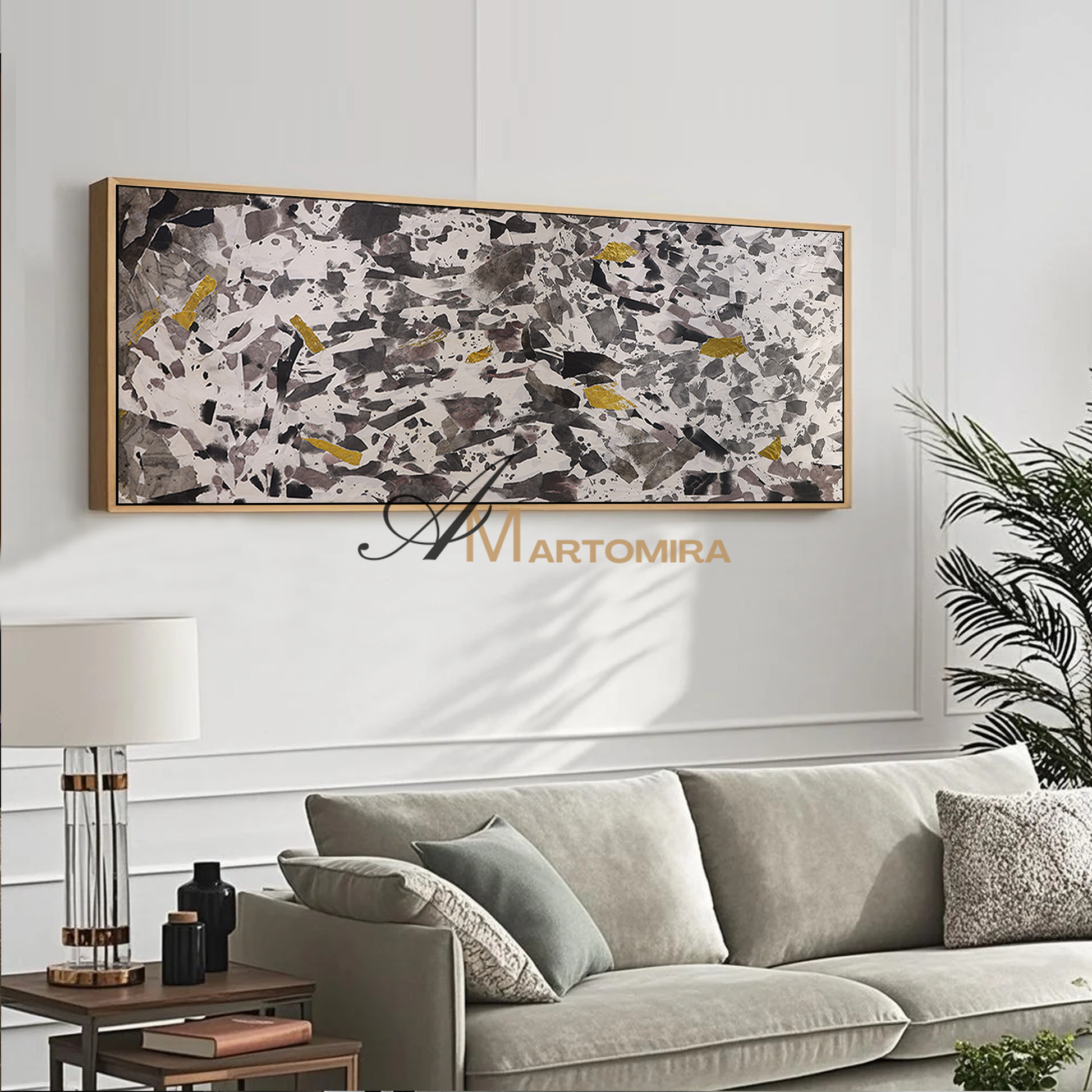 Black And White Wall Art | Abstract Art | Modern Abstract Wall Art | Large Horizontal Wall Art #DF052