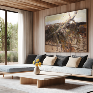 Wabi Sabi Art | Brown Wall Art | Abstract Modern Art Canvas | Textured Wall Art For Living Room #DF051