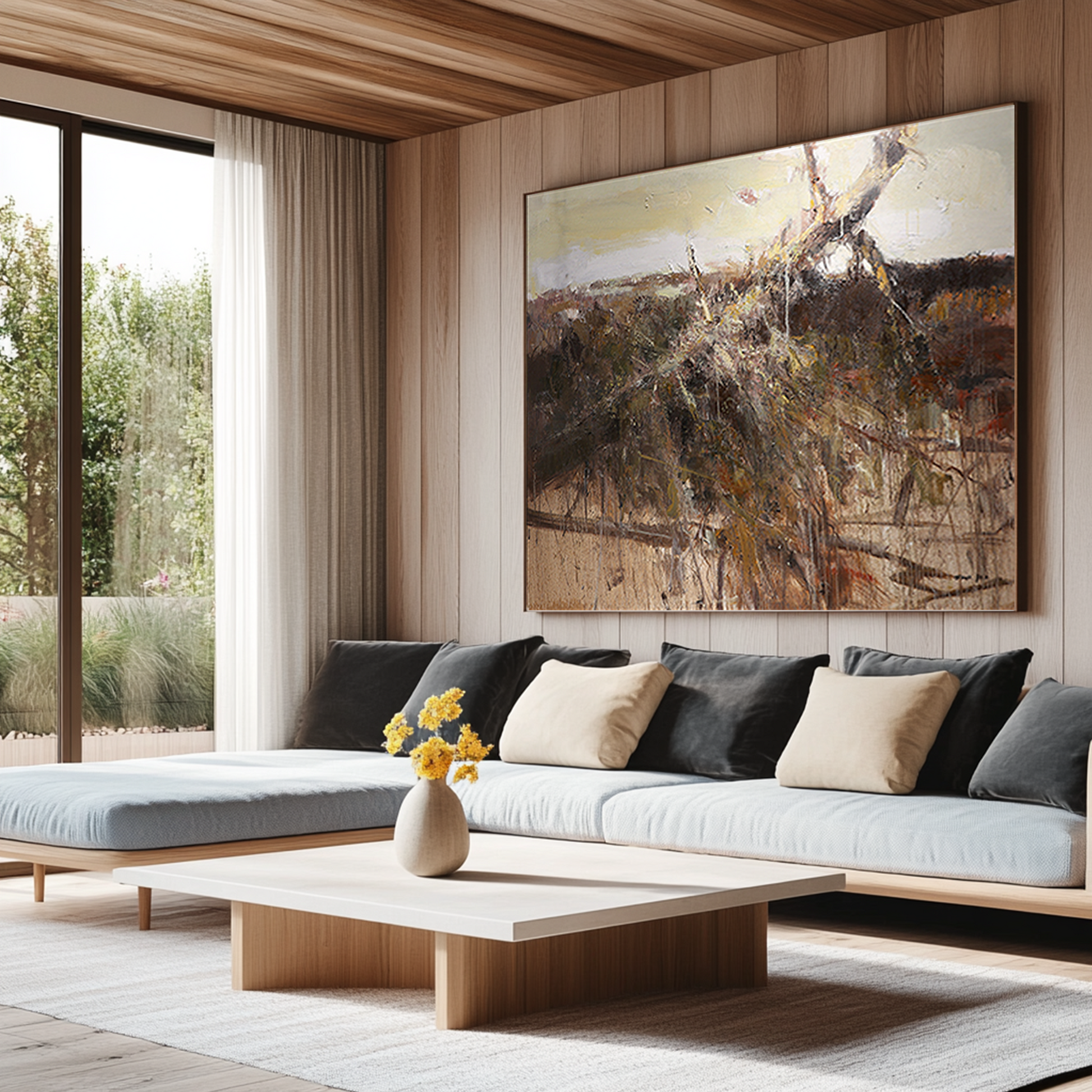 Wabi Sabi Art | Brown Wall Art | Abstract Modern Art Canvas | Textured Wall Art For Living Room #DF051