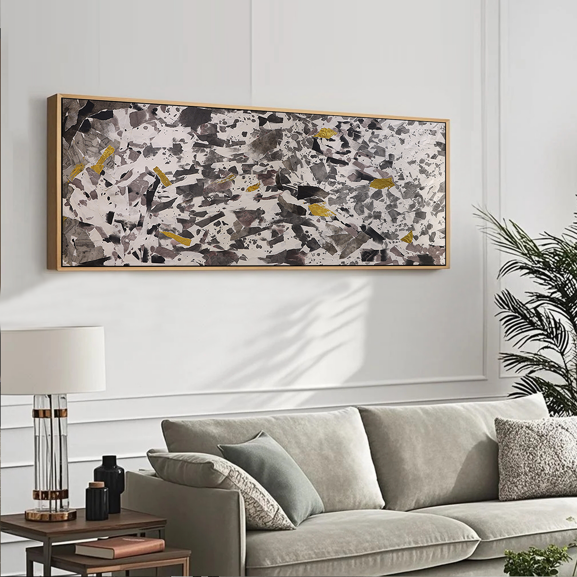 Black And White Wall Art | Abstract Art | Modern Abstract Wall Art | Large Horizontal Wall Art #DF052