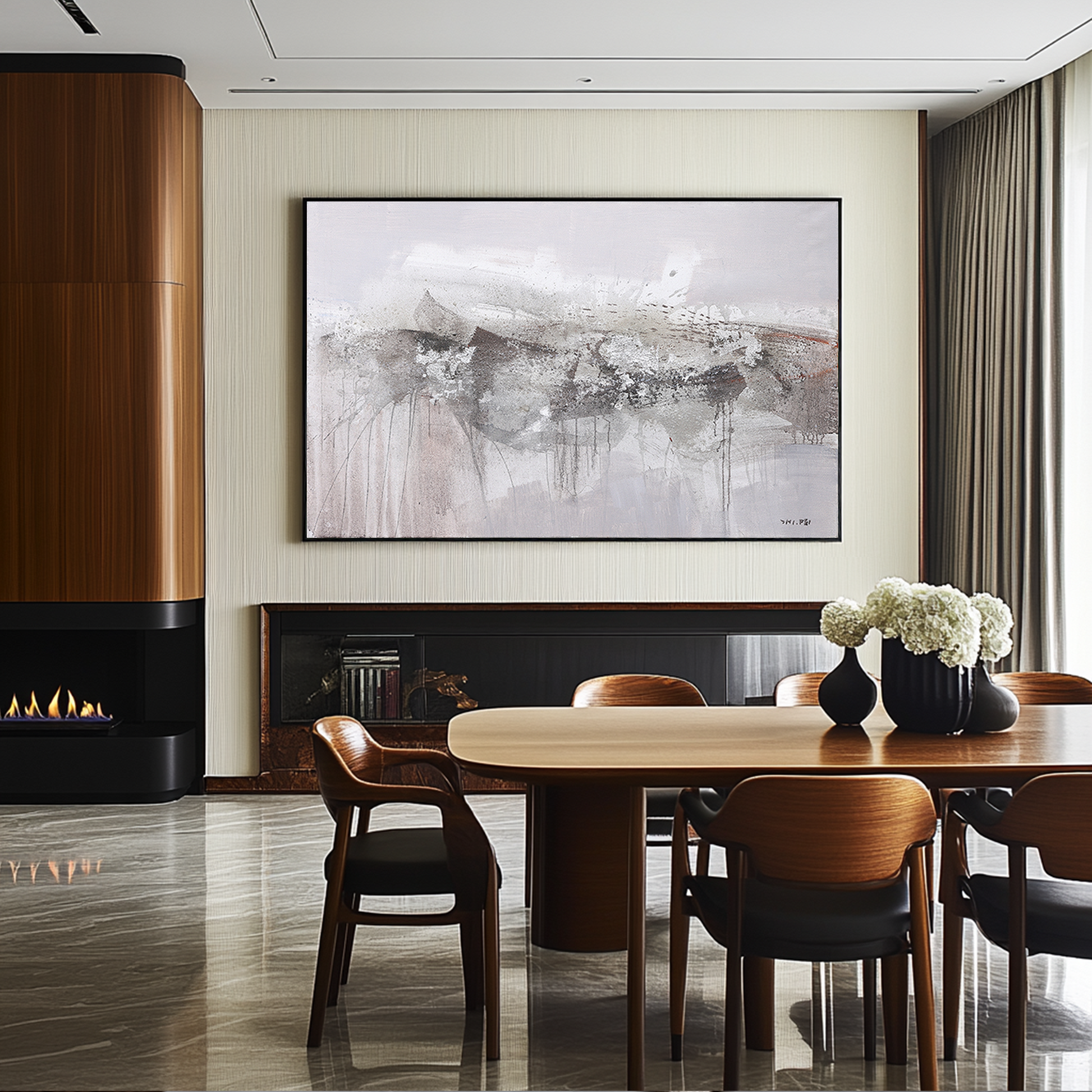 Large Art Canvas | Grey Wall Art | Wabi Sabi Wall Art | Paintings For Living Room #DF027