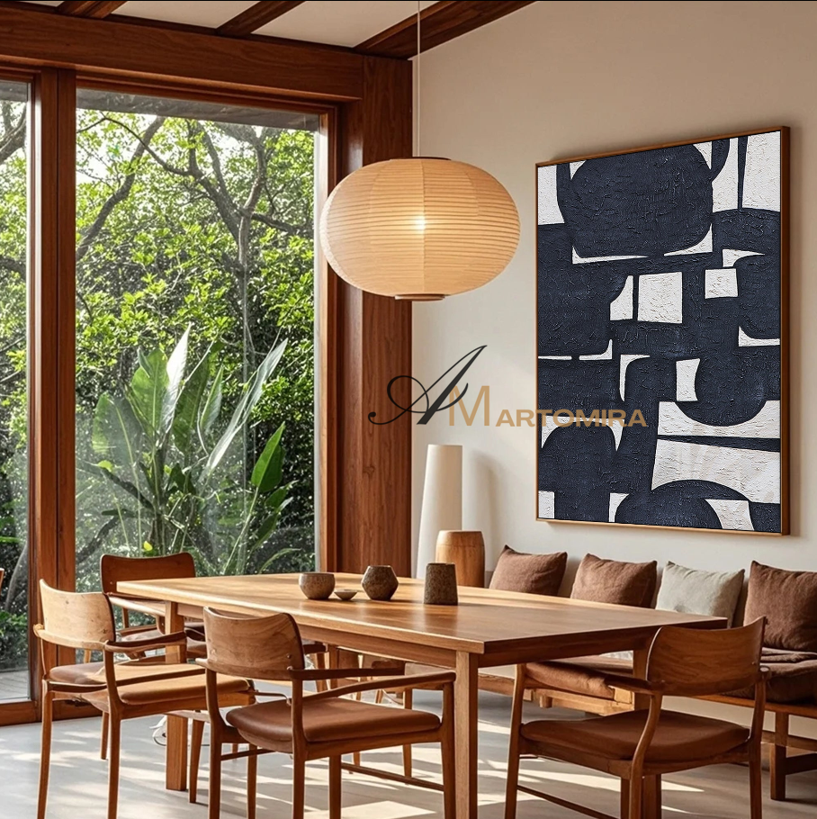 Black And White Abstract Art | Minimalist Abstract Art | Large Art Canvas | Wall Art For Living Room #DF012